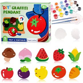 Magnetic Mini Tile Art-DIY Craft Kits for Kids,Fridge magnet painting kit for kids Ages 4-8,Soft Leather Fridge Magnets Craft Paint Set Animals & Vehicles,Party Favors for Kids 8-12