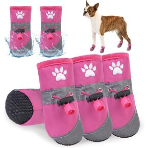 أحذية الكلب SCENEREAL للرصيف الساخن، واقيات مخالب للكلاب المتوسطة الصغيرة، أحذية مطر للكلاب عاكسة للصيف، أحذية للكلاب ناعمة مقاومة للماء للمشي في الهواء الطلق والأرضيات الصلبة الداخلية، وردي مقاس 5 in Kuwait