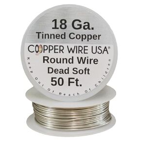 Modern Findings 18 Ga Tinned Copper Round Wire 50 ft. Spool