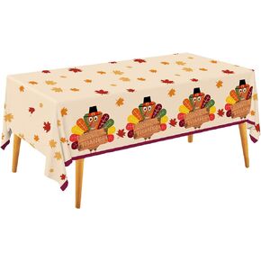 Gatherfun Turkey Thanksgiving Party Supplies, Disposable Tablecloth, Plastic Table Cover for Autumn Party Decorations and Thanksgiving Party Decorations, 3 Pack, 54"x108"