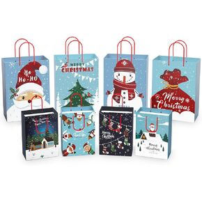 CHARMGIFTBOX 12pcs Large 250 gsm Thick Christmas Paper Bags with Handles, 13 x 10.2 x 5.5inches Party Favor Gift Bags for Christmas, Bulk Holiday Treats Paper Bags, Durable&Reusable in Saudi Arabia