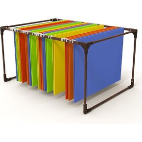 Walnut Hanging File Folder Frame, File Cabinet Organizer for Letter Size, 12.6" Wide x 18" Long x 9.125" Height, File Cabinet Rails Hanging Files in File Drawers (Brown)