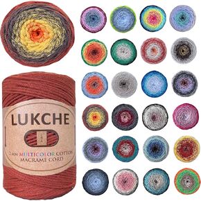 2mm Multicolor Cotton Macrame Cord 246 Yards (225 Mt) Premium Cotton Rope, Rainbow Yarn Crochet Macrame Bag Craft for Wall Hangers, Bags, Bottom Plates, Carpets (515)