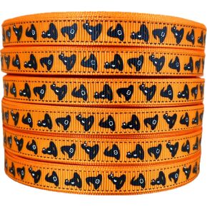 Halloween Thin Black Grosgrains Ribbons Skull Printed 3/8" - 25 Yards