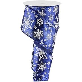 Christmas Wired Ribbon, Blue White Silver Craft Supply to Make Bows, 2.5 Inches x 10 Yards, Snowflake, Handmade DIY, Star of David RX416025