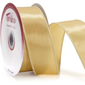2.5" White Satin Wired Ribbon 20 Yards for Christmas Wedding Wreath Gift Wrapping Home Décor DIY