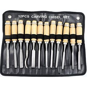Professional Wood Carving Chisel Set - 12 Piece Sharp Woodworking Tools w/Carrying Case - Great for Beginners by TALENT PRO