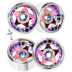 RC 1.9" Beadlock Wheels for 1/10 RC Crawler SCX10 TRX4 TRX6 D90 MST CFX Gen8 VS4-10,RC Wheels 1.9 Beadlock Wheels 1.9 Beadlock Rims,4PCS,Silver Rainbow(Style B)