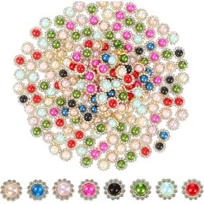 200Pcs Rhinestone Buttons 14 mm Embellishments Buttons Rhinestone Buttons Flower Flatback Buttons - Buttons for Crafts - Glass Multicolor Flower Buttons Embellishments