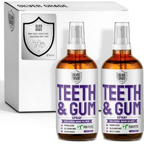 Dog Dental Spray ● Cat Dental Care ● Cat & Dog Teeth Cleaning Spray ● Colloidal Silver for Dogs, Cats & Others ● Teeth & Gum Spray ● Plaque + Tartar + Foul Odor ● 2 Packs