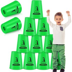 12 Pcs Speed Training Games Jumbo Stacking Cups Sport Stacking Cups for Classroom Travel Party Challenge Competition for Boys and Girls(Red, Blue, Green, Purple)