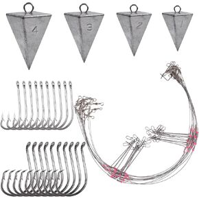 Saltwater Surf Fishing Rigs Tackle Kit Include Surf Fishing Weights Pyramid Sinker Sputnik Sinker Fishing Leaders Rig Circle Hooks Surf Fishing Accessories in Saudi Arabia