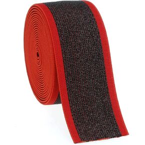 Cotowin 1.5" Wide Glitter Elastic Bands,Black/red,3 Yards