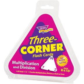 Trend Enterprises: Three-Corner Multiplication and Division Flash Cards, Interactive Self-Checking Cards, Exciting Way for Everyone to Learn, 48 Two-Sided Cards Included, Ages 8 and Up