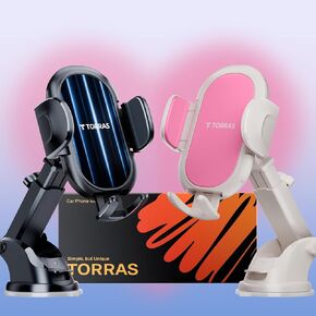 TORRAS Car Phone Holder Mount, [Never Fall Off] Universal Phone Mount for Car Dashboard Vent Windshield Compatible for iPhone 14 13 12 11 Pro Max XS X XR, Samsung Galaxy S21, Note 20