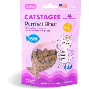 Catstages by Nina Ottosson Purrfect Bitez Natural Crunchy Cat Treats for Puzzles, Toys, and More, Real Whitefish Flavor