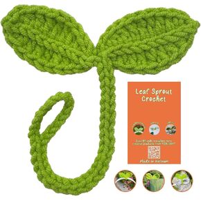 PIDELIGHT Lucky Handmade Knitted Crochet Leaf Sprout - Multi-Functional Crochet Accessories with DIY Craft Cotton Yarn, Ideal Corner Bookmark for Bookworms, Headphone Accessory and Cable Tie