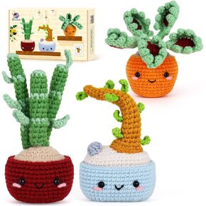 Crochetta Crochet Kit for Beginners, Beginner Crochet Kits for Adults with Step-by-Step Video Tutorials, DIY Knitting & Crocheting Craft Hobbies Supplies, Bonsai Tree Amigurumi(40%+ Yarn)