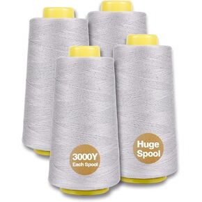 Serger Thread, All-Purpose Thread for Sewing, Rainbow Thread, Variegated Polyester Sewing Thread, 4 Cones of 3000 Yards Each Spool Thread for Sewing Machine Thread
