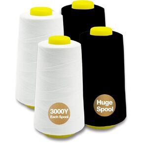 Serger Thread, All-Purpose Thread for Sewing, Rainbow Thread, Variegated Polyester Sewing Thread, 4 Cones of 3000 Yards Each Spool Thread for Sewing Machine Thread