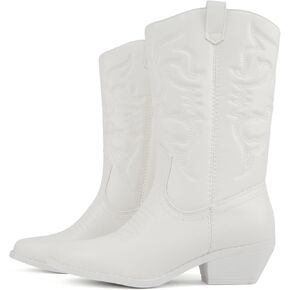 Soda “TELLER" ~ Women Western Stitched Pointed Toe Low Block Heel Ankle Boot