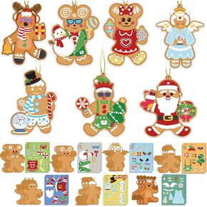 Christmas Ornaments DIY Art and Crafts for Kids - 28 Pack Make You Own Christmas Gingerbread Man Ornaments Hanging Pendants with Christmas Stickers for Xmas Tree Holiday Home Classroom Party Favors