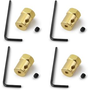 4Pcs Hex Coupler 4mm Brass Wheels Shaft Motor Coupling Flexible Connector for RC Car (4mm)
