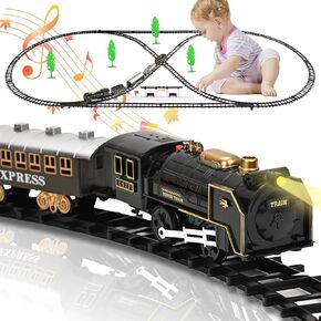 Christmas Toys Train Sets for Kids Boys, Large Size Classical Train Set Toys for Kids with Light Sound Include 5 Car 28 Tracks, Christmas Train Set Birthday Gifts for 3 4 5 6 Year Old Boy Girl
