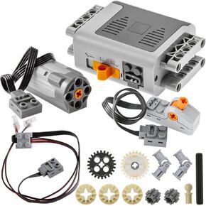 Domoni 15Pcs Power Function Motor Set 8293- M Motor Battery Box Switch Light Cable Compatible with Majoy Brands Technical Building Toys