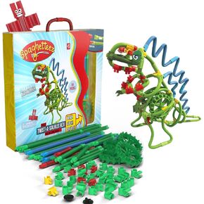 Bucket of Noodles- Ultimate Flexible Connectible 200-piece STEM Building Set for Kids - Stretchy, Bendable Construction Toy for Creative Play- Ideal for Age 5+