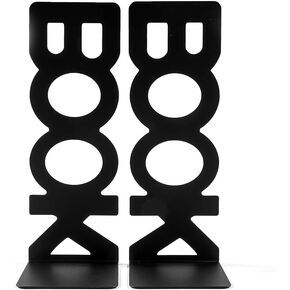 Metal L-Shaped Bookends, Black and White, Heavy Duty, for Book Lovers, Office Organization (B Black 2)