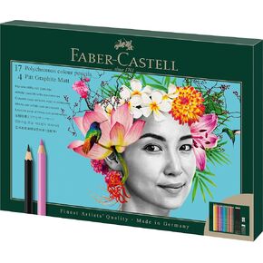 Faber-Castell Polychromos and Pitt Matte Graphite Gift Artist Drawing Set, 1 Count (Pack of 50), Multi-Color 50