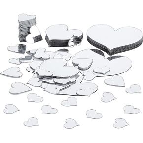 PH PandaHall 100pcs Heart Shaped Mirrors 4 Sizes Adhesive Craft Mirror Tiles Love Heart Mirror Mosaic Tiles Small Mirror Crafts for Wedding Valentine's Day Vase Art Craft Home Wall DIY Craft Decor