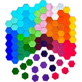 100 pcs Hexagon Iridescence Stained Glass Pieces Mosaics Tiles for Crafts Bulk, Hand Precut Glass Mosaic for Stained Glass Bee Honeycombs, Mosaic Kits for Adults