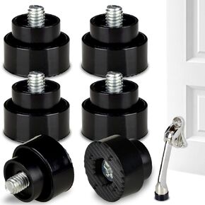 6 Pcs Door Stopper Rubber Tips Replacement Heavy Duty Kickdown Door Stop Tips Repair Set Replacement Door Stop Tips for Kickdown Drop Down Door, Black