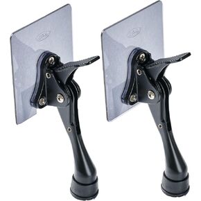 HOME&I Adhesive Kick Down Door Stopper,No Drilling Large Self Adhesive Plate,Height-Adjustable Rubber Foot (Black, 4 inch x 1 Pack)
