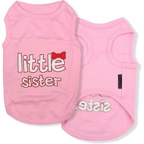 Parisian Pet Dog Cat Clothes Tee Shirts Little Sister T-Shirt, XS
