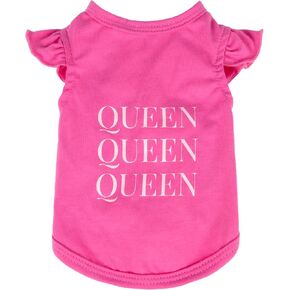 Fitwarm Ruffle Queen Dog Shirt, Doggy Summer Clothes, Funny Dog Shirt for Small Dogs Girl Female, Pet Outfit, Pink, Medium