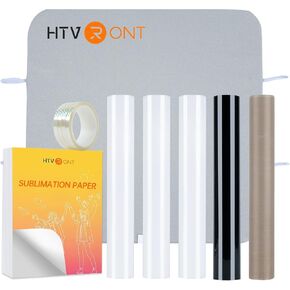 ملحقات الضغط الحراري HTVRONT للضغط الحراري التلقائي - 210 قطعة تتضمن HTV، وورق التسامي، وأوراق التيفلون، وHTV التسامي، وشريط مقاوم للحرارة وحصيرة ضغط حراري. مجموعة أدوات رائعة كهدايا للمبتدئين