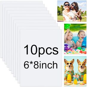 10 Pcs Aluminum Sublimation Blanks Heat, 6 x 8 inches Metal Photo Blanks DIY Blank Metal Sign, Wall Poster Frame Sublimation Blank for Wedding DIY Printing Bedroom Living Room