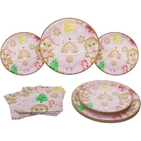 Gingerbread Party Plates and Napkin (52 Pieces for16 Guests) - Gingerbread Party Supplies, Christmas Party Supplies, Holiday Paper Plates,Gingerbread Gender Reveal, Christmas Plates and Napkins