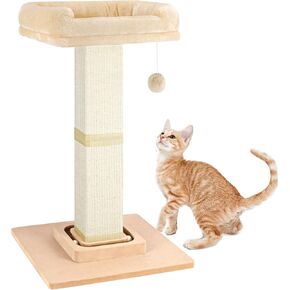 Cat Scratching Post,Heavy Duty and Thicker Scratching Posts for Indoor Cats Adults, Cat Scratcher with Cat Perch, Tall Cat Scratching Post with Bed, Removable Cover, 28 inches