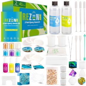 ZEN247 Epoxy Resin Kits and Molds Complete Set - Epoxy Resin Kit with Molds Complete Set - Unique Resin Molds Kit with Crushed Seashells for Ornaments - Glow in The Dark Pigment