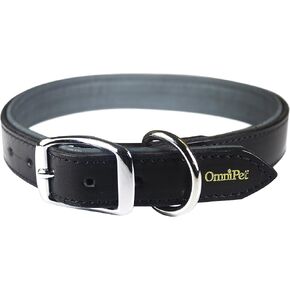 Deer Tan Leather Dog Collar, 1" x 27", Black
