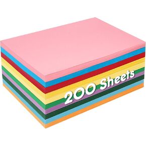 3 otters 200 Sheets Colored Card Stock, 180 GSM 10 Colors Construction Paper for Scrapbook, School Office Supplies in Kuwait