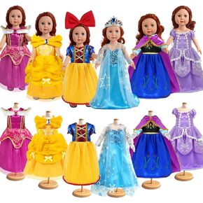 18 inch Doll Clothes Accessories - 6Pcs Different Princess Costume Dress