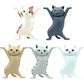 Cute Toys Cat Figurines - Funny Gift for Kids - Kawaii Cat Toys -Work on Balance - Ideal for Birthday, Christmas Stocking Stuffers - Animal Figures for Party Play, Collectibles, Room Décor (5 Pcs)