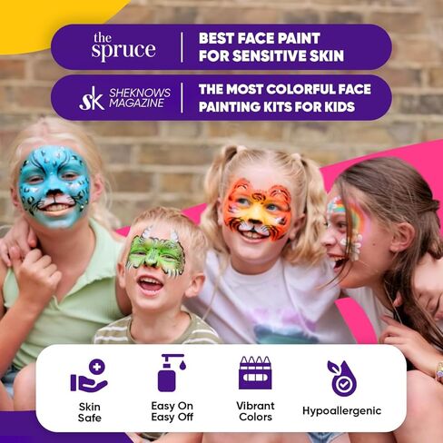 Blue Squid Face Paint Crayons for Kids - 42pcs XL Non-Toxic, Washable Body Paint Crayons - Our Face Painting Kit Makeup Sticks are Easy to Use, Safe for Sensitive Skin and Perfect for a Kids Party in Kuwait