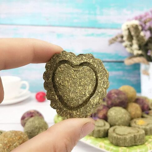 36Pcs Bunny Chew Toys,Natural Timothy Hay Handmade Grass Cakes Molar Treats for Bunny Chinchilla Guinea Pig Dwarf Rabbit Improves Teeth Health in Kuwait