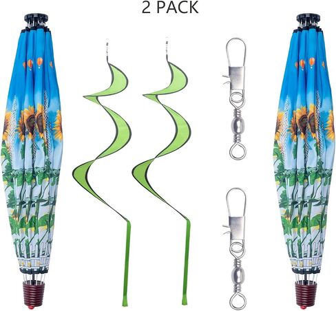 2Pack Multicolor Hot Air Balloon Rainbow Wind Spinner Garden Decor, 59" H x 12" W, Nylon, UV & Weather Resistant, Fully Collapsible in Kuwait